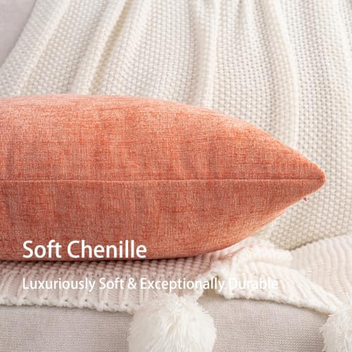 HWY 50 Throw Pillow Cover 18x18 Inch Soft Chenille Coral Pink Pack of