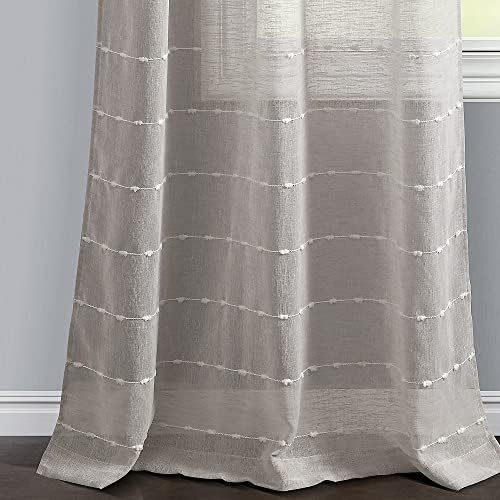 Lush Decor Farmhouse Textured Back Tab/Rod Pocket Sheer Window Curtain
