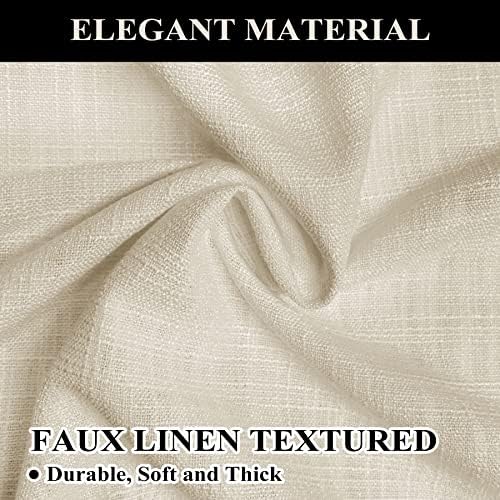 Fcosie 52 W x 120L Inches Natural Linen Blended Curtains with Anti