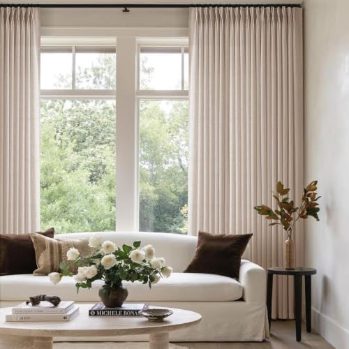 ANRODUO Birch White Pinch Pleated Linen Curtains 108 Inches Long 2