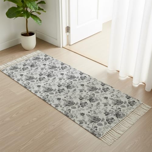 Vintage Floral Hallway Runner Rug 2'x5', Spring Botanical Flowers