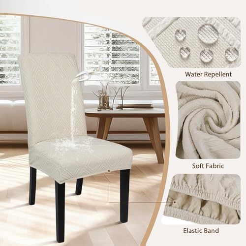 SearchI Water Repellent Dining Room Chair Covers, Set of 6, Jacquard