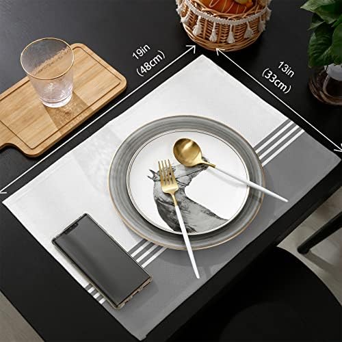 Farmhouse Table Mats Set of 4 With Table Runner 90 Inches Long, Cotton