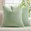 Mecatny Corduroy Decorative Throw Pillow Covers 22x22 Set of 2 Sage