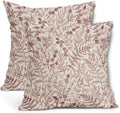 Burgundy Red Fern Leaves Pillow Covers 18X18 Inch Plant Leaf Floral