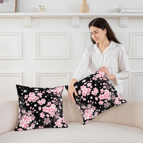 Feelyou Cherry Blossoms Throw Pillow Covers Set of 2 Japanese Style
