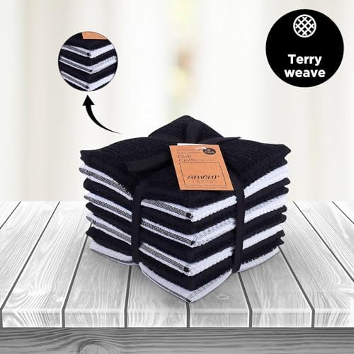 AMOUR INFINI Cotton Kitchen Dish Cloths Set of 8, 100% Terry Cotton