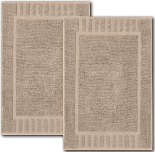 White Classic 2 Luxury Taupe Bath Mats 22 x 34 and 8 Piece Taupe Bath