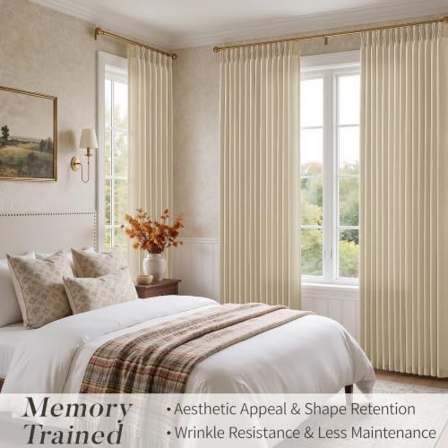 Pinch Pleated Linen Curtains for Living Room Extra Long 120 Inches