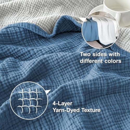 Simple&Opulence 100% Cotton Muslin Blanket Queen Size, Lightweight