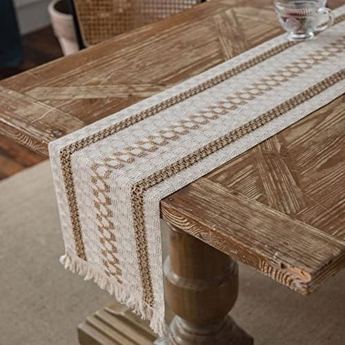 Burlap Table Runners Farmhouse Boho Long Table Runner Woven Cotton