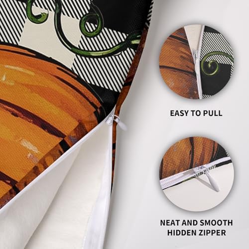 Fall Pillow Covers 22X22 Set of 2, Pumpkin Maple Leaf Burnt Orange