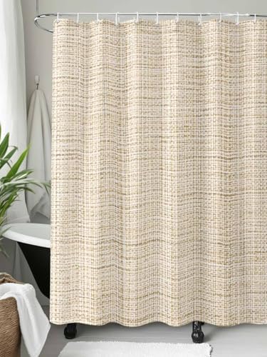 T&H XHome Linen Texture Shower Curtain Begin Solid Linen Texture