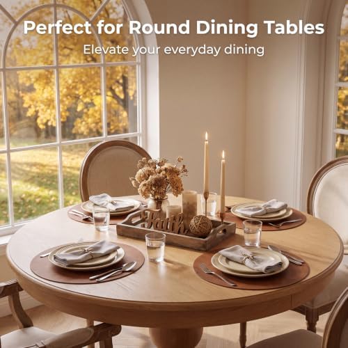 ADRIMER Faux Leather Placemats Set of 6, Heat Resistant 13"x13"
