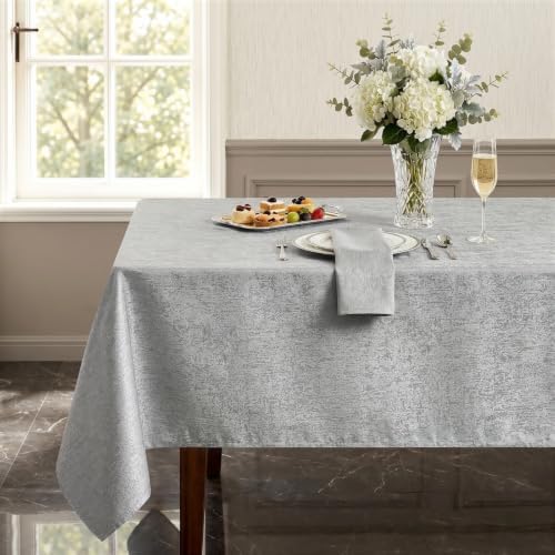 60"x 120" Silver Gray Jacquard Tablecloth for 8ft Tables