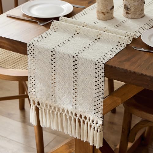 Baccessor Beige Farmhouse Table Runner for Fall Home Decor