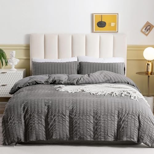 3PCS Boho Bedding Set, 1 Seersucker Duvet Cover and 2 Pillowcases