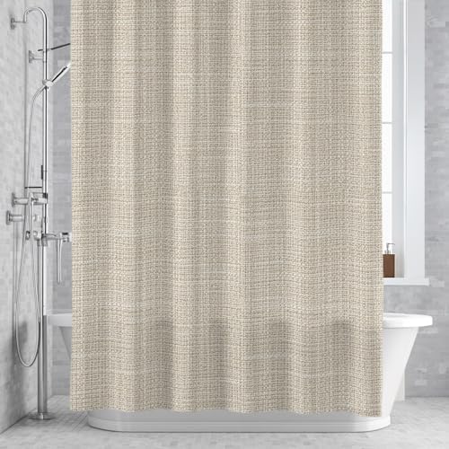 Beige Solid Shower Curtain 84 inches Extra Long Minimalist Cloth Cream