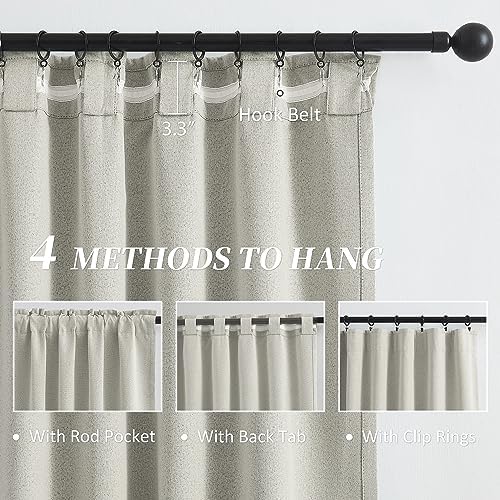 KEQIAOSUOCAI Greyish Beige Blackout Curtains 108 Inches Long 2 Panels