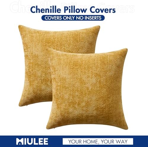 MIULEE Decorative Couch Throw Pillow Covers 20x20 in Mustard Yellow