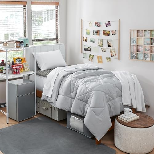 DormCo Basic Necessities Twin XL College Bedding Pack, Glacier Gray