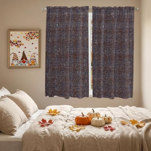 Brown Window Curtains 72 Inch Length, Farmhouse Vintage Chocolate