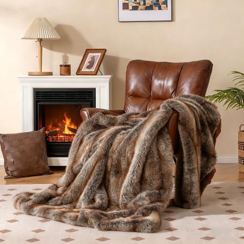 GIANTEX Faux Fur Throw Blanket - 60” x 80” Soft Plush Fuzzy Luxury