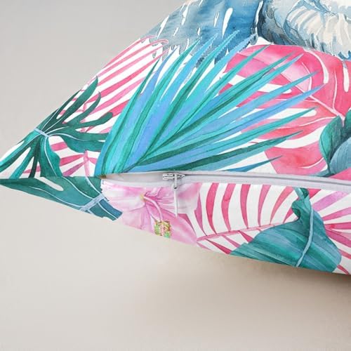 Feelyou White Swan Cushion Case Palm Leaves Throw Pillow Covers
