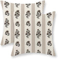 Floral Pillow Covers 20x20 Inch Set of 2 Block Print Brown Throw