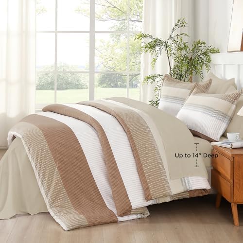 Andency Queen Comforter Set, Taupe, 7 Pieces