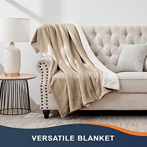 Walensee Sherpa Fleece Blanket (King Size 108”x90” Camel) Plush Throw