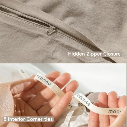 MooMee Duvet Cover Set 100% Washed Cotton Linen Like Cal King