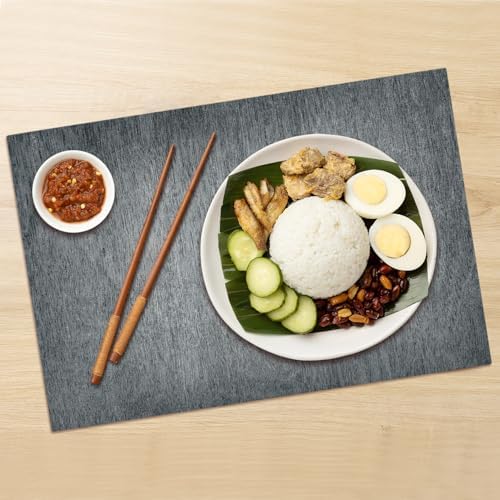 Dark Grey Placemats Set of 4, 12x18 Inch Waterproof Heat Resistant
