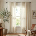 NICETOWN Natural Linen Curtains for Bedroom, Back Tab & Rod Pocket