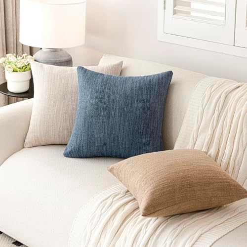 Foindtower Set of 2 Decorative Textured Burlap Linen Throw Pillow