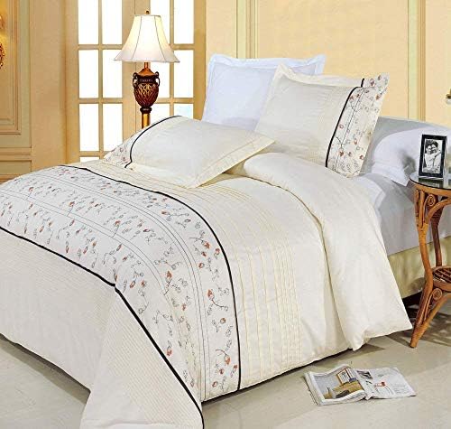 sheetsnthings Embroidered Champagne Anna Full/Queen Size 3pc Duvet