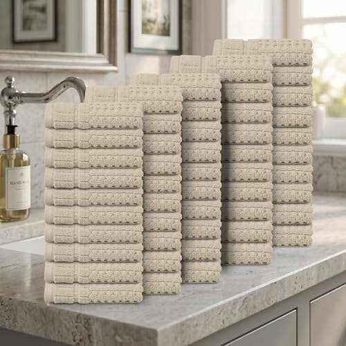 Home Weavers Willow Collection Wash Cloths Set of 50 | 100% Cotton
