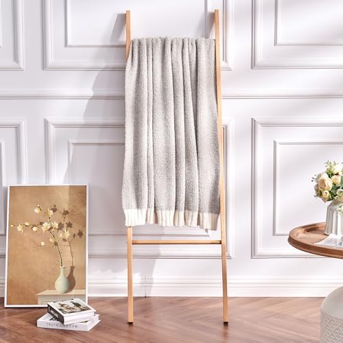 CozeCube Reversible Knitted Throw Blanket, Grey White Melange 60"x80"