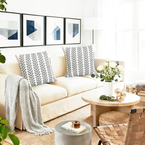 Decorative Throw Pillow Covers Set of 2 Blue pillow covers 18x18 inch