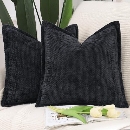MADIZZ Decorative Chenille Velvet Throw Pillow Covers Set of 2 Soft