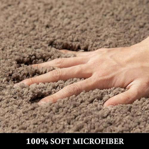 MIULEE Light Brown Bathroom Rugs and Mats Set 3 Pieces
