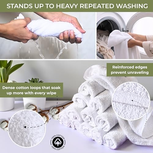White Cotton Bar Towels for Kitchen - Rags for Bartenders - Bulk