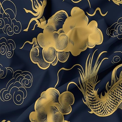 King Duvet Cover Set Chinese Dragon Auspicious Clouds Bedding with