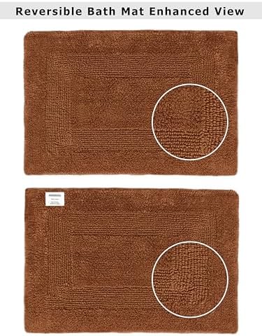 COTTON CRAFT 2 Pack Reversible Bath Mat - Soft Plush Bath Rug -17x24