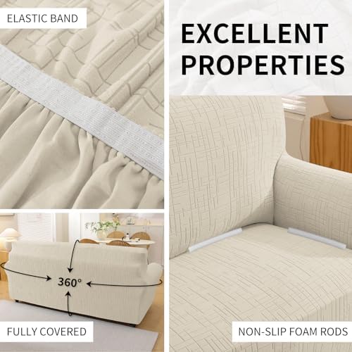 Super Stretch Sofa Covers Washable (Sofa 73"-85", Beige)