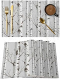 Nature Birch Trees Placemats Set of 6 Modern Gray Modern Tree Bark