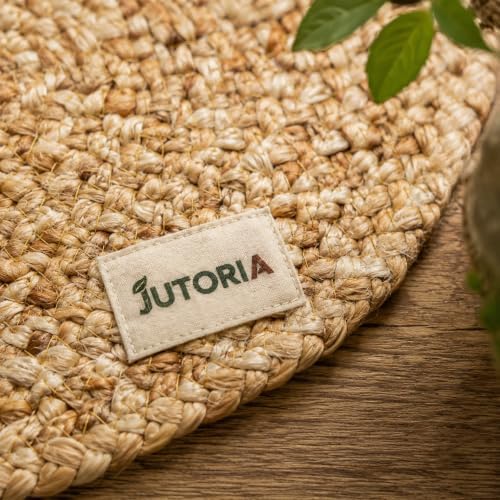 Round Woven Jute Placemats Set of 6, 14 Inch, Natural Braided
