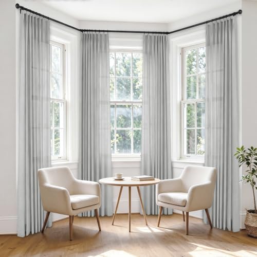 108in Long Linen Light Filtering Curtains 2 Panels 25"Wx108L Grey
