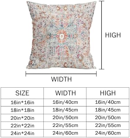 Orange Teal Pink Vintage Bohemian Pillow Covers 20x20 Inch Gray Beige