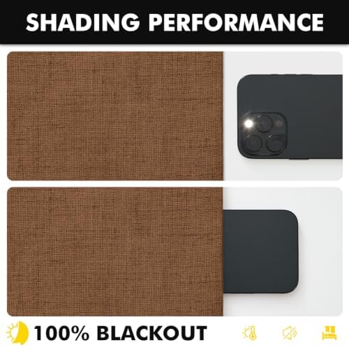 MIULEE 100% Blackout Linen Curtains for Bedroom 42 x 72 Inch Brown 2